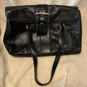 Jones New York Black Genuine Leather Purse with Shoulder Straps